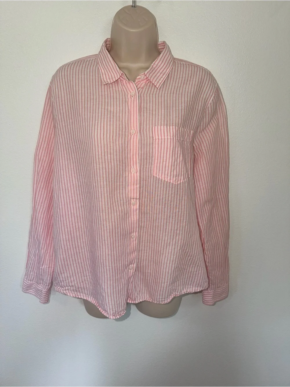 Banana Republic Pink and White Striped Button-Down Shirt